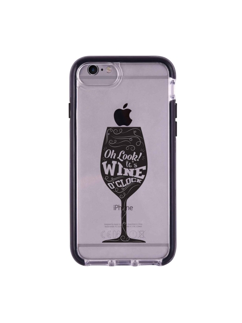 

macmerise Transparent & Black Printed iPhone 6 Plus Back Case, White