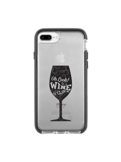 

macmerise Transparent & Black Wine O Clock Printed iPhone 7 Plus Back Case