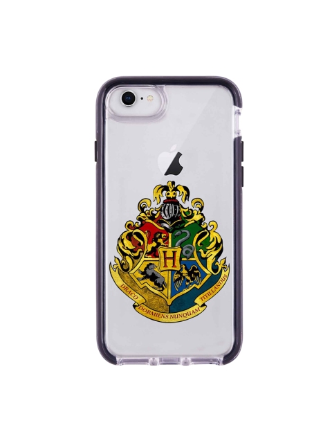 

macmerise Silver-Toned & Yellow Hogwarts Sigil Printed Rubber iPhone 8 Back Case