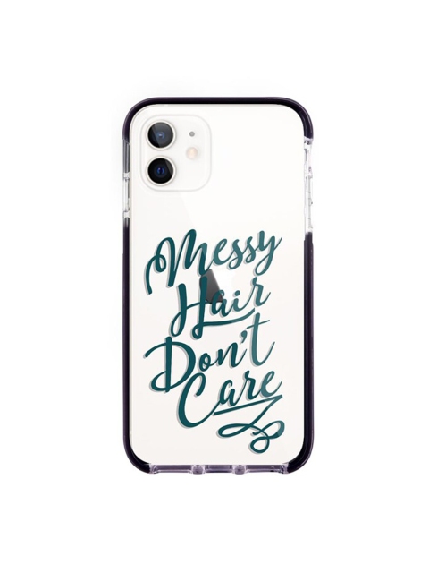

macmerise White & Teal-Blue Typography Printed Rubber iPhone 12 Back Case