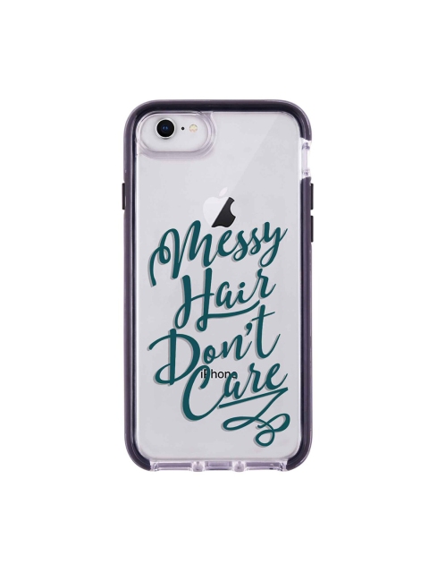 

macmerise Transparent & Green Messy Hair Dont Care Pattern iPhone 8 Back Case