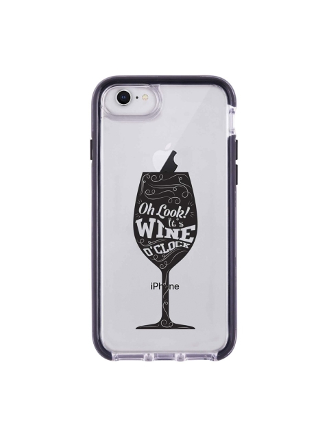 

macmerise Transparent & Black Wine O Clock Pattern iPhone 8 Back Case