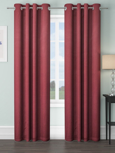 

VRINDA Maroon Set of 2 Black Out Door Curtain
