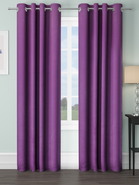 

VRINDA Purple Set of 2 Black Out Door Curtain