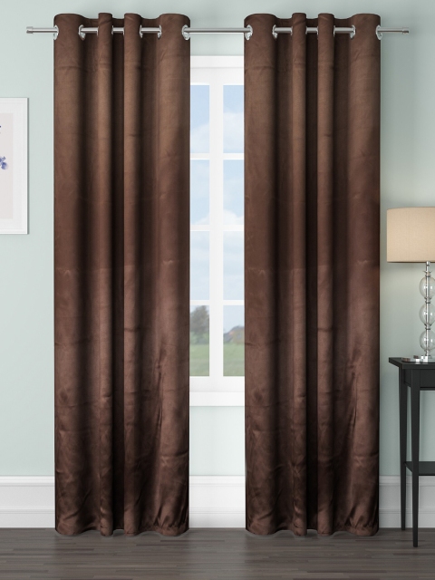 

VRINDA Set Of 2 Coffee Brown Black Out Door Curtain