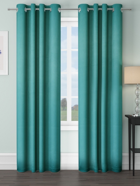 

VRINDA Turquoise Blue Set of 2 Black Out Door Curtain