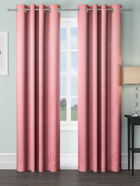 

VRINDA Pink Set of 2 Black Out Door Curtain