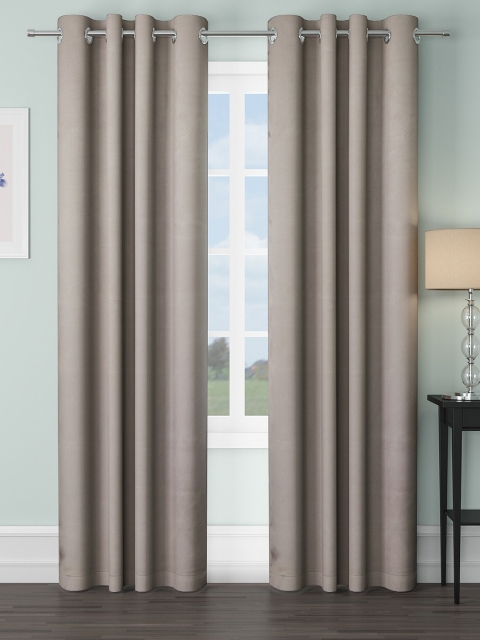 

VRINDA Grey Set of 2 Black Out Door Curtain