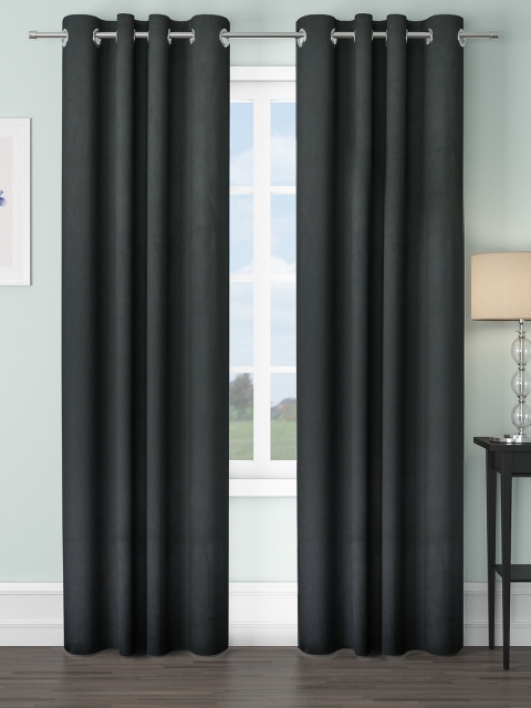 

VRINDA Black Set of 2 Black Out Door Curtain