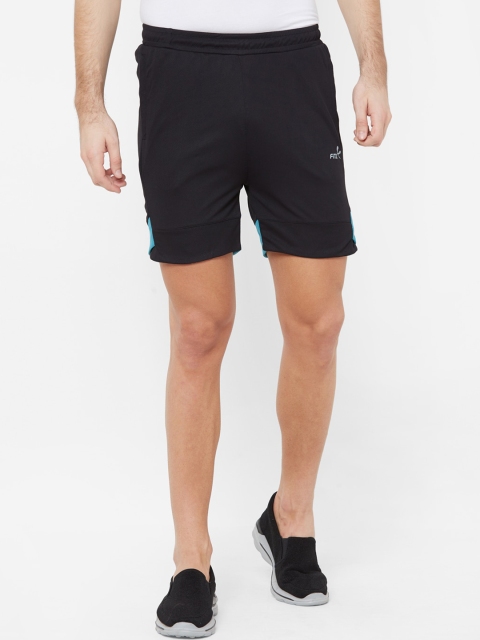 

FiTZ Men Black Colourblocked Mid-Rise Sports Shorts