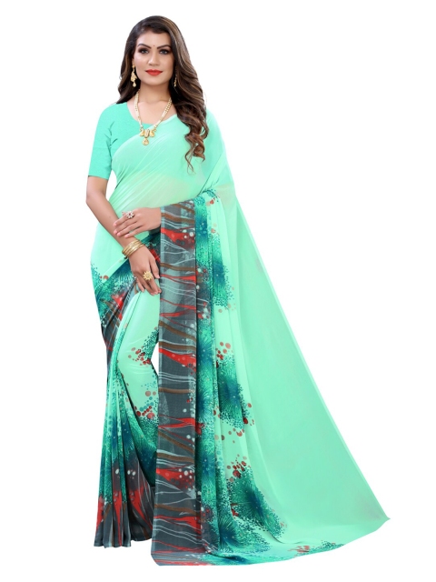 

KALINI Women Sea Green & Teal Abstract Printed Saree