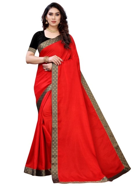 

KALINI Women Red & Black Woven Design Border Saree