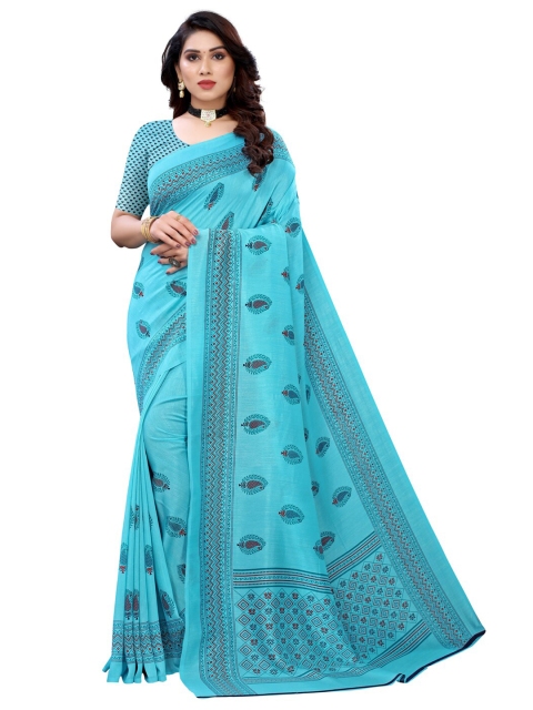 

KALINI Turquoise Blue Ethnic Motifs Printed Saree