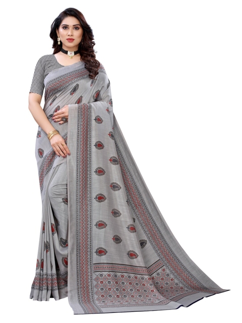 

KALINI Grey Ethnic Motifs Printed Saree