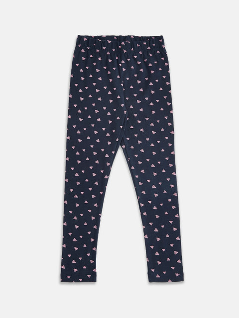 

Pantaloons Junior Girls Navy Blue & Pink Printed Ankle Length Leggings