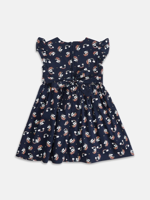 

Pantaloons Junior Girls Navy Blue Printed Fit & Flare Cotton Dress