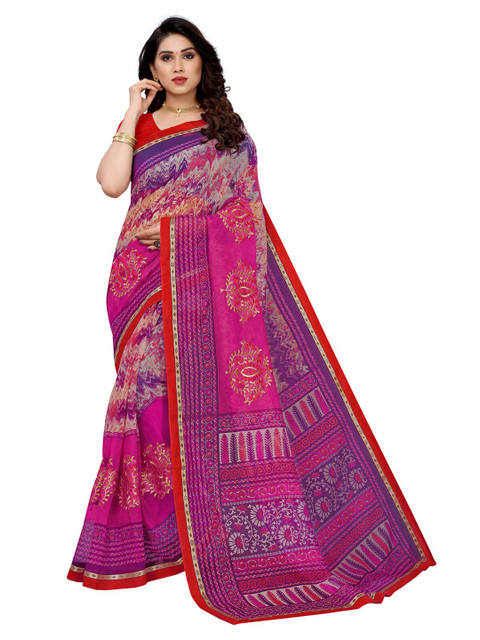 

KALINI Magenta & Purple Ethnic Motifs Print Saree