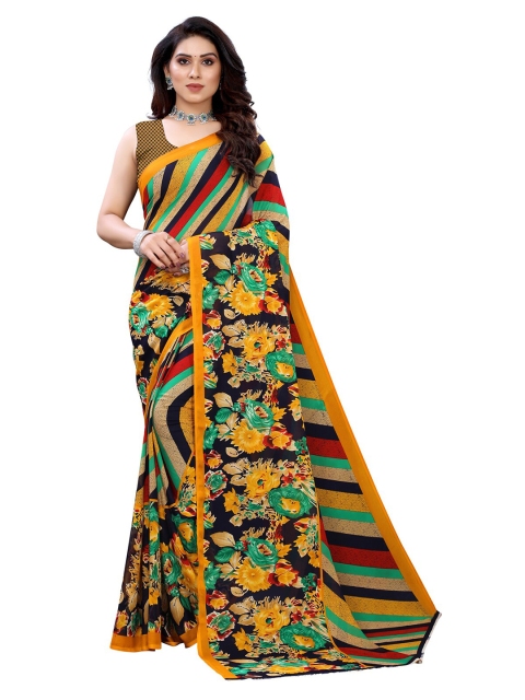 

KALINI Women Multicoloured Striped Pure Georgette Saree, Multi