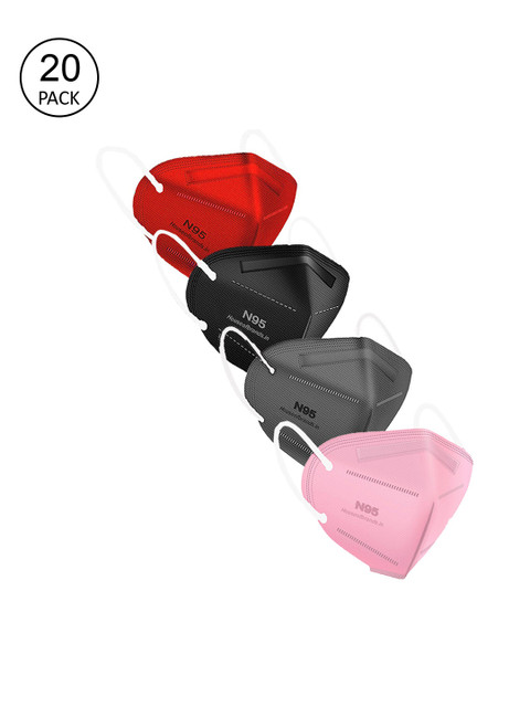 

Swiss Design Adults Pack Of 20 Solid 5-Ply Disposable Anti-Pollution N95 Masks, Red
