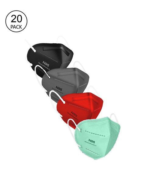 

Swiss Design Unisex Pack Of 20 Solid 5-Ply Reusable Anti-Pollution N95 Masks, Black