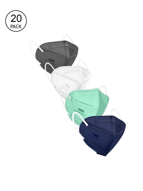 

Swiss Design Unisex Pack Of 20 Solid 5-Ply Reusable Anti-Pollution Protective N95 Masks, Navy blue