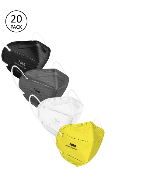 

Swiss Design Unisex Pack Of 20 Solid 5-Ply Disposable Outdoor Anti-Pollution N95 Masks, Black