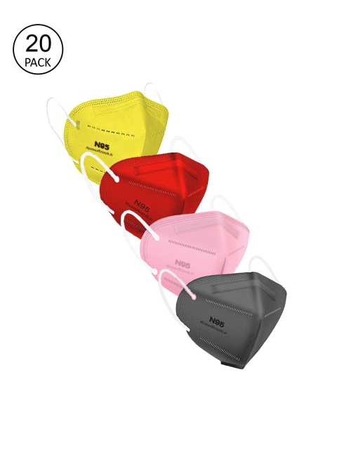 

Swiss Design Unisex Pack Of 20 Solid 5-Ply Disposable Outdoor Anti-Pollution N95 Masks, Red