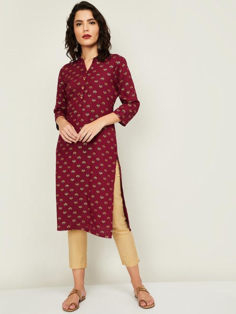 

Melange by Lifestyle Women Maroon Printed Kurta
