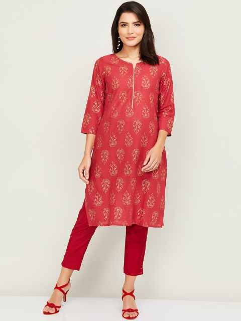 

Melange by Lifestyle Women Coral Ethnic Motifs Printed Kurta