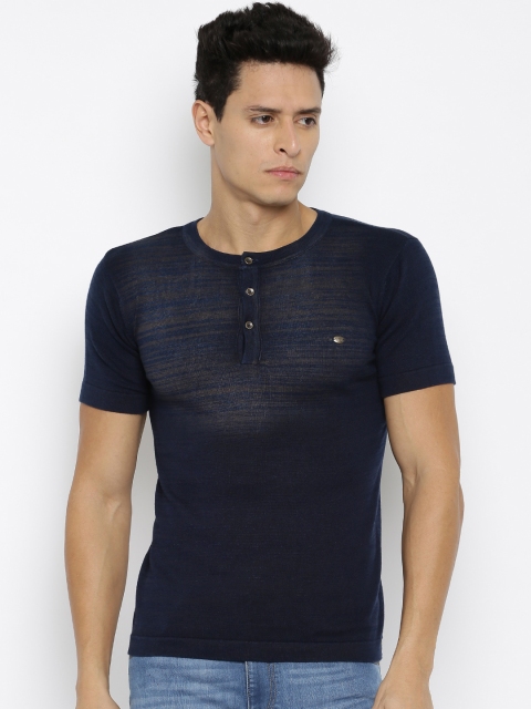 

YWC Men Navy Blue Henley T-shirt