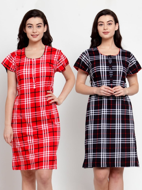 

Secret Wish Pack of 2 Checked Nightdress, Red
