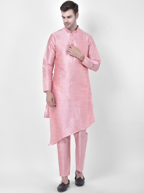 

SG RAJASAHAB Men Pink Raw Silk Kurta with Pyjamas