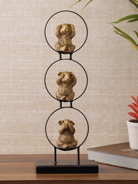 

HomeTown Gold-Toned & Brown Polyresin Panda Figurine Showpiece