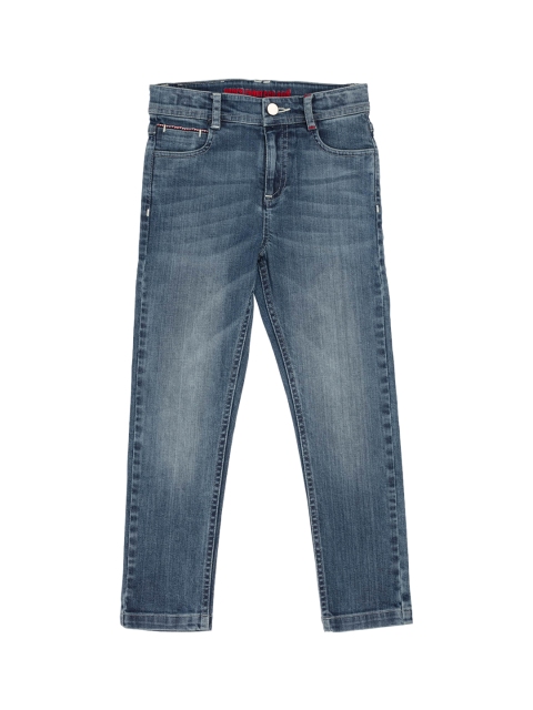 

UNDER FOURTEEN ONLY Boys Navy Blue Slim Fit Light Fade Jeans