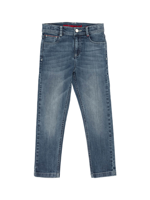 

UNDER FOURTEEN ONLY Boys Navy Blue Slim Fit Light Fade Jeans