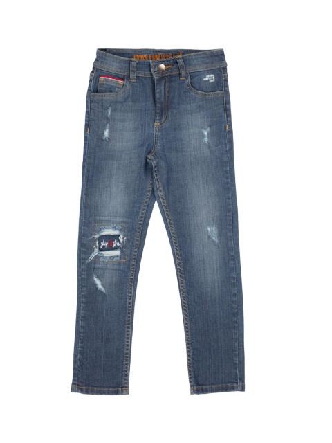 

UNDER FOURTEEN ONLY Boys Blue Slim Fit Mildly Distressed Light Fade Jeans