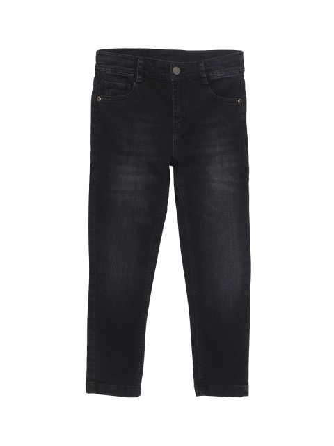 

UNDER FOURTEEN ONLY Boys Black Slim Fit Light Fade Stretchable Jeans