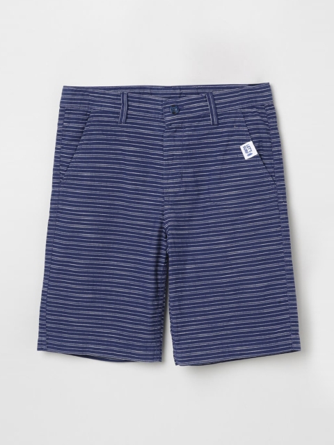 

max Boys Blue Striped Mid-Rise Regular Shorts