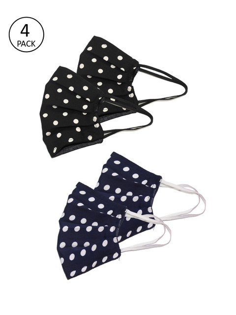 

Bellofox Unisex Black and Navy Blue Pack Of 4 Pure Soft Cotton Outdoor Masks