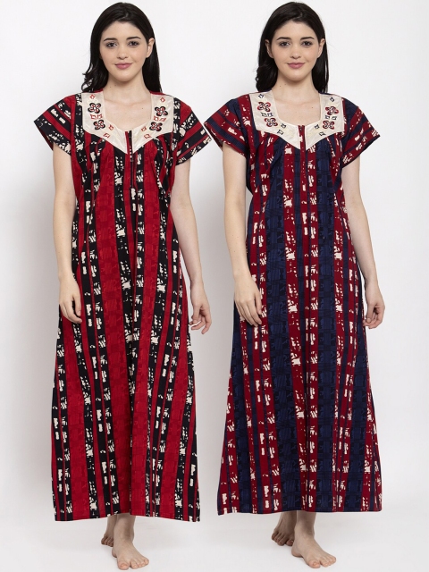 

Secret Wish Red Printed Maxi Nightdress