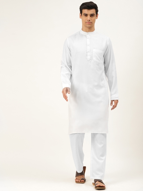 

Molly & Michel Men White Solid Regular Pure Cotton Kurta with Pyjamas