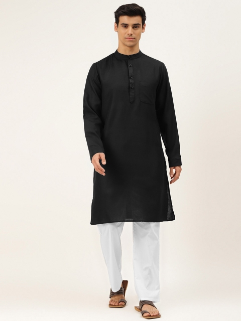 

Molly & Michel Men Black Regular Pure Cotton Kurta with Pyjamas