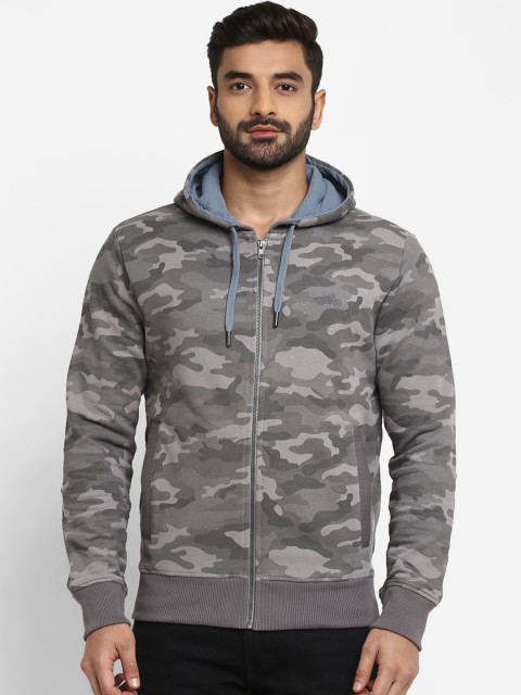

Royal Enfield Men Grey Camouflage Parka Jacket