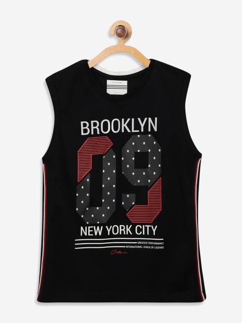 

Octave Boys Black Typography Printed T-shirt