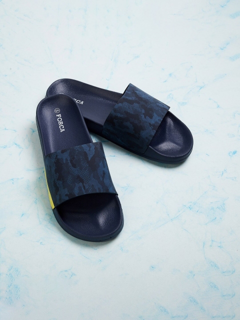 

Forca Men Navy Blue Printed Sliders