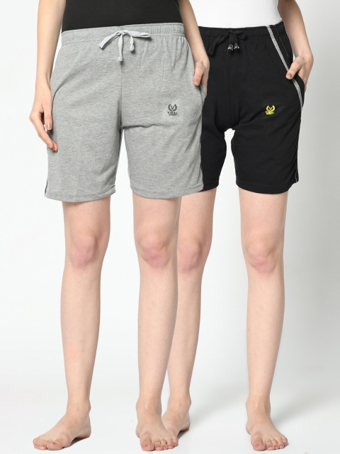 

VIMAL JONNEY Women Pack of 2 Grey & Black Lounge Shorts