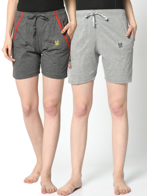 

VIMAL JONNEY Women Pack Of 2 Grey Lounge Shorts