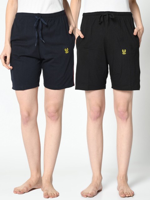 

VIMAL JONNEY Women Pack of 2 Navy Blue & Black Lounge Shorts