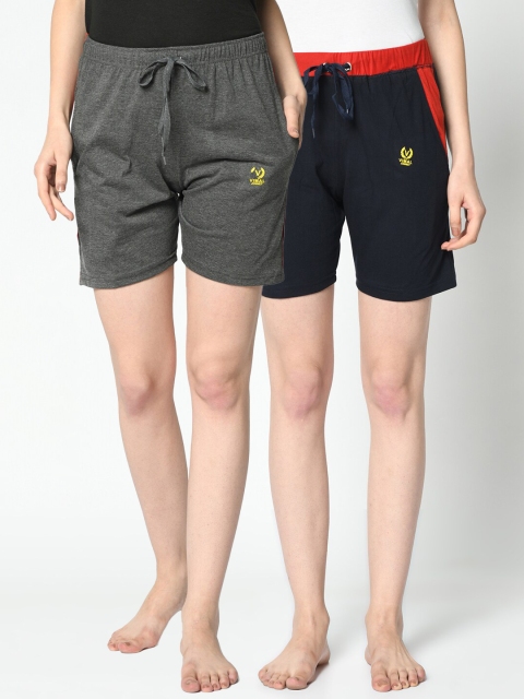 

VIMAL JONNEY Women Pack of 2 Lounge Shorts, Grey