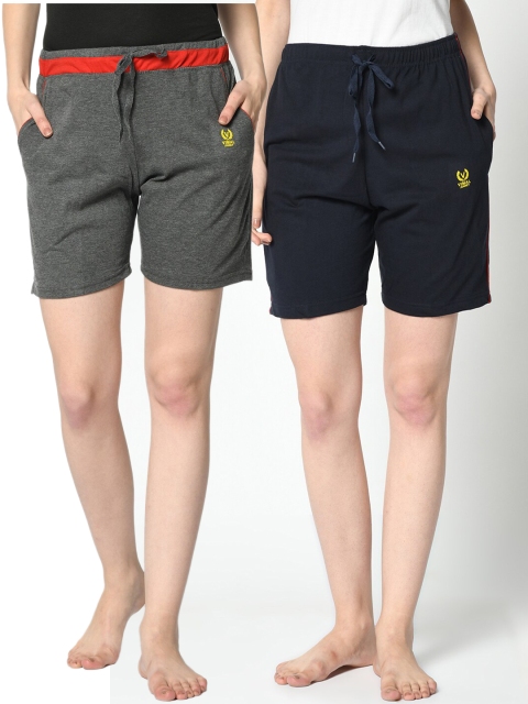 

VIMAL JONNEY Women Pack Of 2 Navy Blue & Grey Lounge Shorts